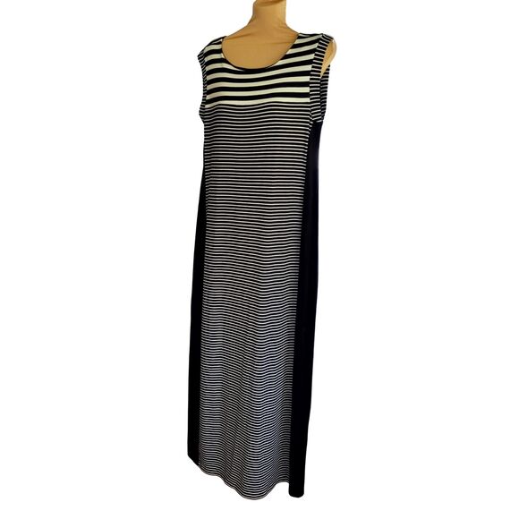 Calvin Klein Dresses & Skirts - Chico's Women's Black White Striped Maxi Dress Shift - Size 1
